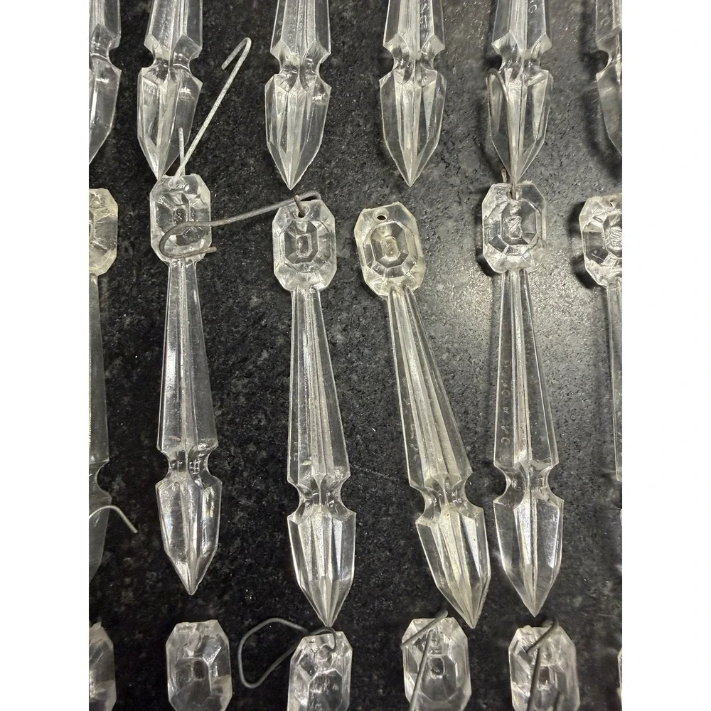 67 Vtg Hong Kong Clear Plastic‎ Icicle Prism Christmas Ornaments 3.5